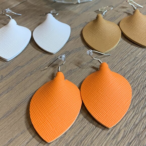 Faux Leather Dangle Earrings - Picture 3 of 5